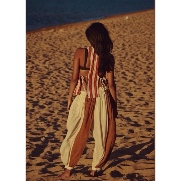 NWT Free People Coconut Set Wide Leg Pants Vest Matching 100% Cotton Two Piece - Picture 14 of 15